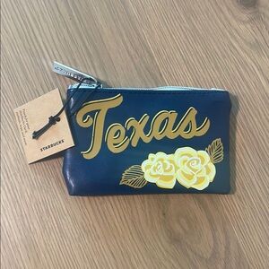 Starbucks Blue Pouch with Yellow Rose and Texas Design